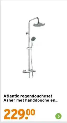 GAMMA Atlantic regendoucheset Asher met handdouche en thermostaatkraan 3 standen chroom aanbieding