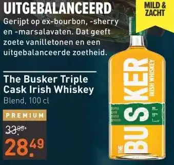 Gall & Gall The Busker Triple Cask Irish Whiskey 100CL Whisky aanbieding