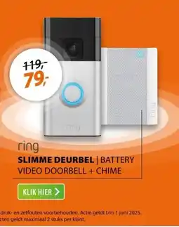 Expert Ring Battery Video Doorbell + Chime Staal aanbieding