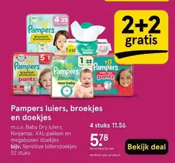 Etos Pampers luiers, broekjes en doekjes aanbieding
