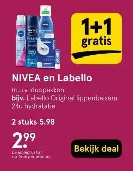Etos NIVEA en Labello aanbieding