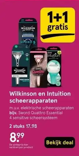Etos Wilkinson en Intuition scheerapparaten aanbieding
