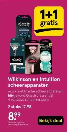 Etos Wilkinson en Intuition scheerapparaten aanbieding
