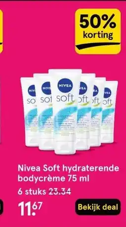 Etos Nivea Soft hydraterende bodycrème 75 ml aanbieding