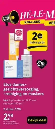 Etos Etos dames- gezichtsverzorging, -reiniging en maskers aanbieding