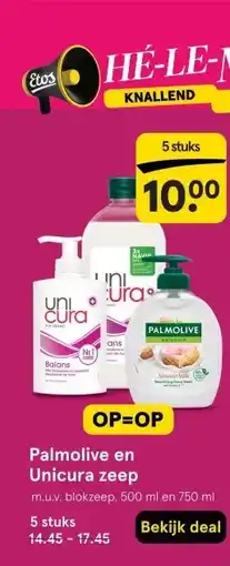 Etos Palmolive en Unicura zeep aanbieding