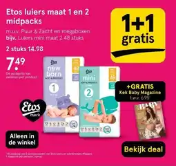 Etos Etos luiers maat 1 en 2 midpacks aanbieding