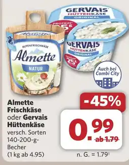 Combi Almette Frischkäse oder Gervais Hüttenkäse aanbieding