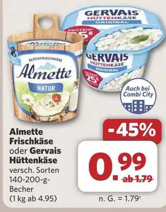 Combi Almette Frischkäse oder Gervais Hüttenkäse aanbieding