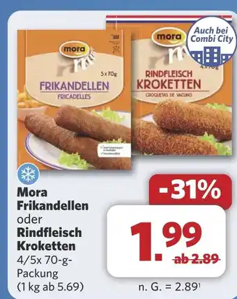Combi Mora Frikandellen oder Rindfleisch Kroketten aanbieding
