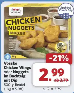 Combi Vossko Chicken Wings oder Nuggets im Backteig mit Dip aanbieding