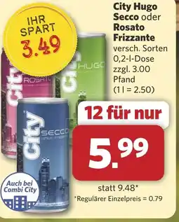 Combi City Hugo Secco oder Rosato Frizzante aanbieding