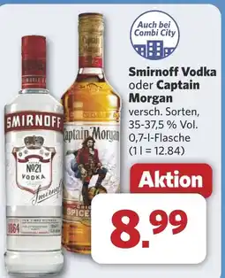 Combi Smirnoff Vodka oder Captain Morgan aanbieding