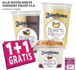 Boon`s Markt ALLE ZUIVELHOEVE YOGHURT EN/OF VLA aanbieding