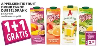 Boon`s Markt APPELSIENTJE FRUIT DRINK EN/OF DUBBELDRANK pak 1000 ml. aanbieding