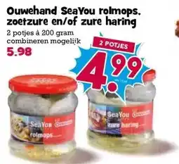 Boon`s Markt Ouwehand Sea You rolmops. zoetzure en/of zure haring aanbieding
