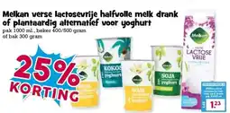 Boon`s Markt Melkan verse lactosevrije halfvolle melk drank of plantaardig alternatief voor yoghurt aanbieding