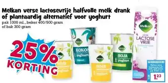 Boon`s Markt Melkan verse lactosevrije halfvolle melk drank of plantaardig alternatief voor yoghurt aanbieding