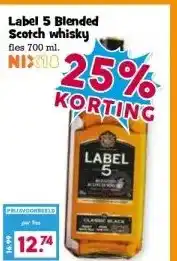 Boon`s Markt Label 5 Blended Scotch whisky fles 700 ml. aanbieding