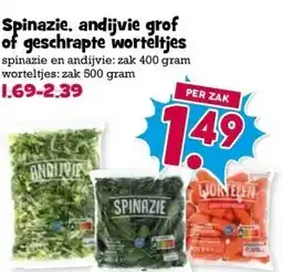 Boon`s Markt Spinazie, andijvie grof of geschrapte worteltjes aanbieding