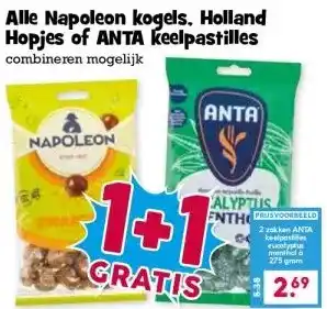 Boon`s Markt Alle Napoleon kogels, Holland Hopjes of ANTA keelpastilles aanbieding