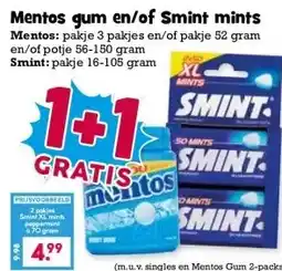 Boon`s Markt Mentos gum en/of Smint mints aanbieding