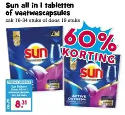 Boon`s Markt Sun all in I tabletten of vaatwascapsules aanbieding