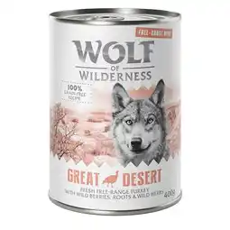 Zooplus 12x400g Great Desert Scharrelkalkoen Wolf of Wilderness Hondenvoer nat aanbieding