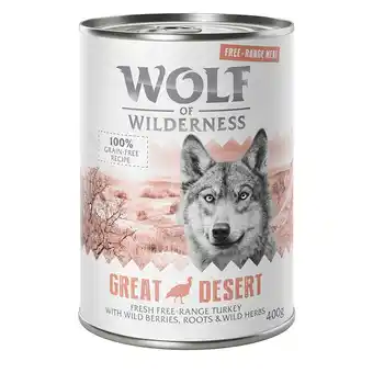 Zooplus 12x400g Great Desert Scharrelkalkoen Wolf of Wilderness Hondenvoer nat aanbieding