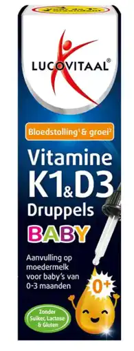 De Online Drogist Lucovitaal Vitamine K1 + D3 Baby Druppels 14.5ML aanbieding