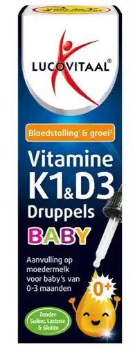 De Online Drogist Lucovitaal Vitamine K1 + D3 Baby Druppels 14.5ML aanbieding