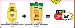 Kruidvat Garnier Loving Blends Verhelderende & Glansgevende Shampoo + Garnier Loving Blends Avocado Olie & Shea Boter Shampoo Refill aanbieding