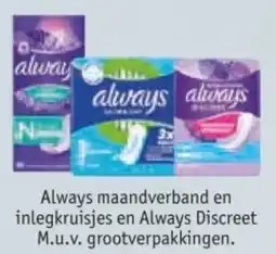 Kruidvat Always maandverband en inlegkruisjes en Always Discreet aanbieding