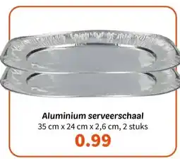 Wibra Aluminium serveerschaal 35 cm x 24 cm x 2,6 cm, 2 stuks aanbieding