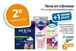 Trekpleister Tena en Libresse M.u.v. grootverpakkingen. aanbieding