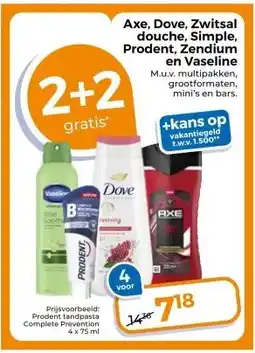 Trekpleister Axe, Dove, Zwitsal douche, Simple, Prodent, Zendium aanbieding