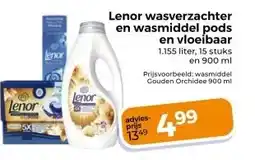 Trekpleister Lenor wasverzachter en wasmiddel pods en vloeibaar aanbieding