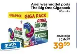 Trekpleister Ariel wasmiddel pods The Big One Gigapack aanbieding