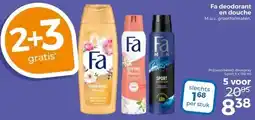 Trekpleister Fa deodorant en douche M.u.v. grootformaten. aanbieding