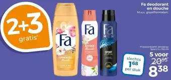 Trekpleister Fa deodorant en douche M.u.v. grootformaten. aanbieding