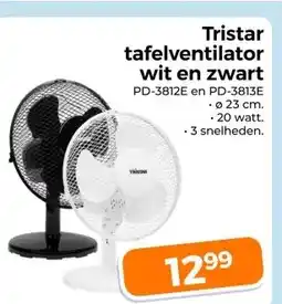 Trekpleister Tristar tafelventilator wit en zwart aanbieding