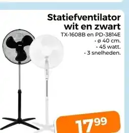 Trekpleister Statiefventilator wit en zwart aanbieding