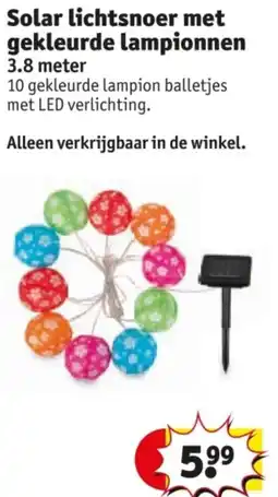 Kruidvat Solar lichtsnoer met gekleurde lampionnen aanbieding