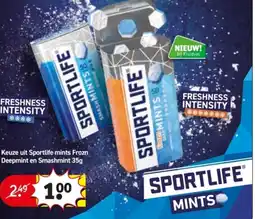 Kruidvat Keuze uit Sportlife mints Frozn Deepmint en Smashmint] aanbieding