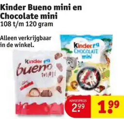 Kruidvat Kinder Bueno mini en Chocolate mini aanbieding