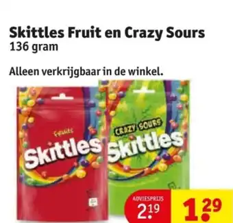 Kruidvat Skittles Fruit en Crazy Sours aanbieding