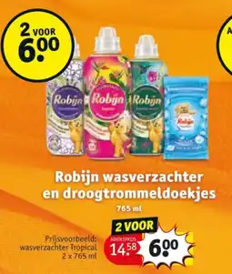 Kruidvat Robijn wasverzachter en droogtrommeldoekjes aanbieding