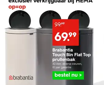 HEMA Brabantia Touch Bin Flat Top prullenbak aanbieding