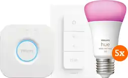 Coolblue Philips Hue White & Color Starter 5-Pack E27 + dimmer aanbieding