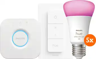 Coolblue Philips Hue White & Color Starter 5-Pack E27 + dimmer aanbieding